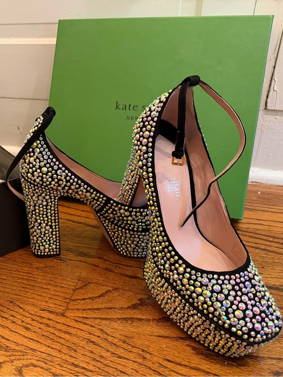 kate spade Shoes - kate spade Gia Pave Black Crystal Platform Block Heel Pumps